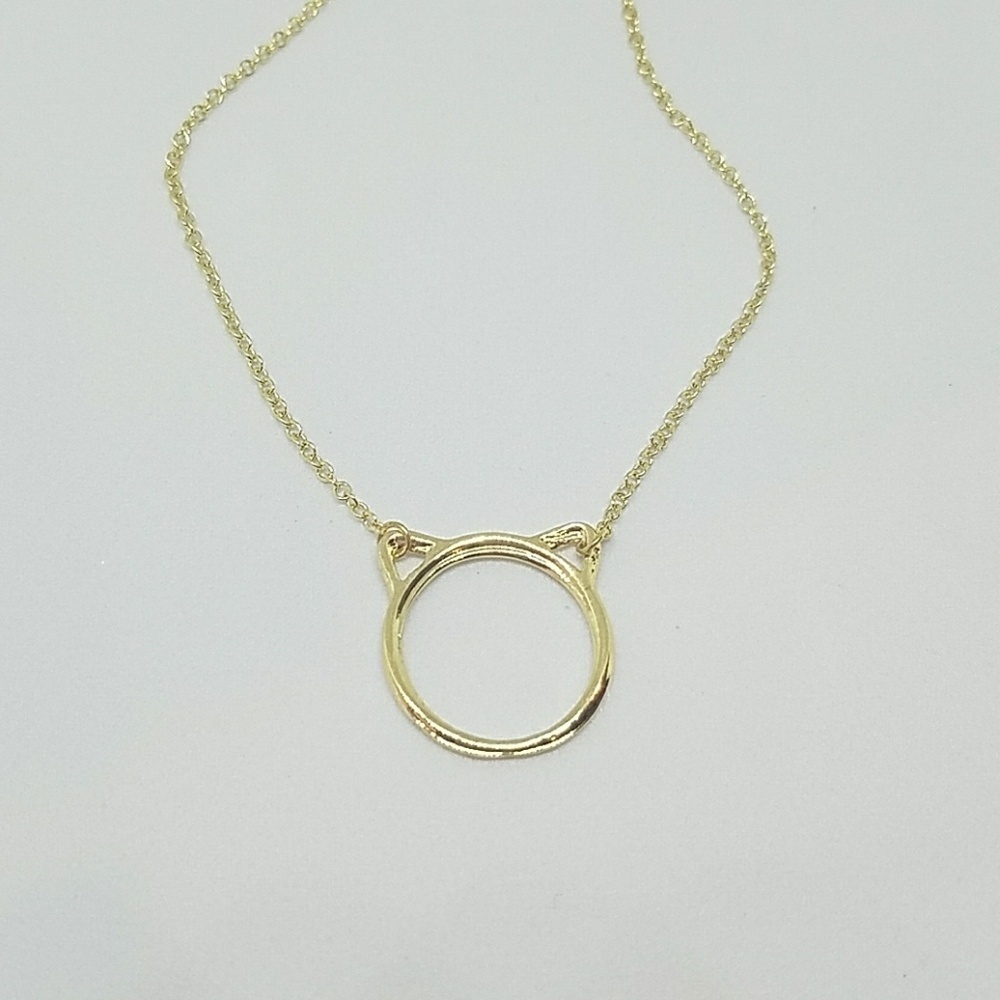 NWT gold plate kitty cat necklace